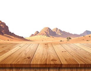 Desert landscape with wooden surface for product display