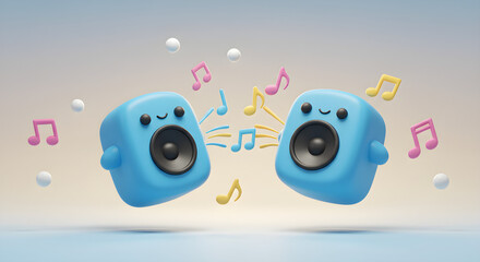3d render of a colorful music speakers