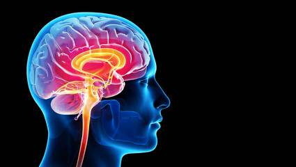 Obraz premium Human brain anatomy with glowing neural pathways image