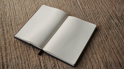 Fototapeta premium Open blank notebook mockup with empty pages for design and writing on soft background 