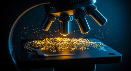 Microscope with Glowing Nanotech Sample and Molecular Background