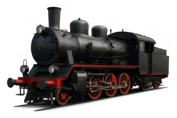 Vintage black steam locomotive on tracks showing power