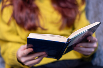 woman reading a book