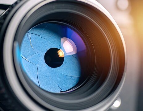 Close-up of camera lens aperture - Powered by Adobe