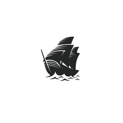 Sailing ship logo icon flat vector design