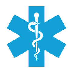 Star of Life Medical Symbol with Snake and Staff in Blue and White