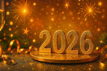 commercial advertising image " 2026 " with festive New Year's symbols