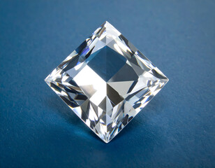 Stunning Clear Diamond on Blue Background, Perfect for Jewelry Display