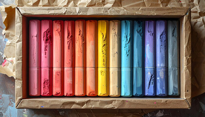 Colorful Pastels in Box for Artistic Creations and Craft Projects