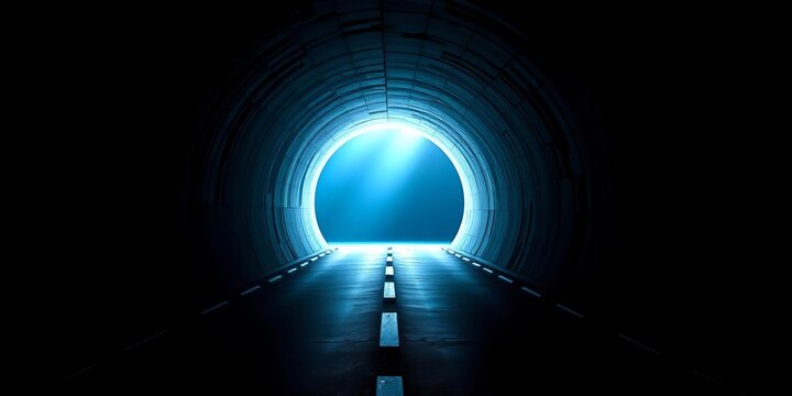 Dark tunnel leading to bright light at end, symbolizing business success,  path,  finance