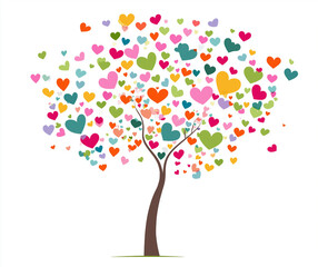 colorful vector art of a tree with heart, tree, vector, nature,