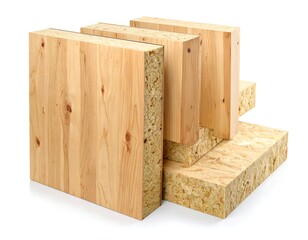 Composite wood panels stacked