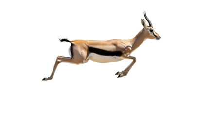 Gazelle jumping isolated on white background.