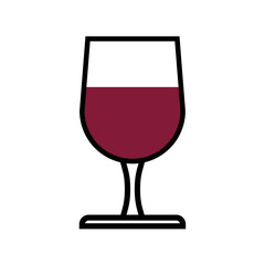 Full outline red wine glass, shot glass outline icon vector illustration, alcohol, water logo
