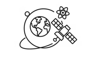 Global network, satellite, planet earth and atom icon