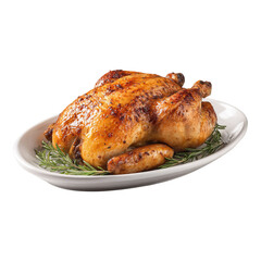 roasted chicken on white background