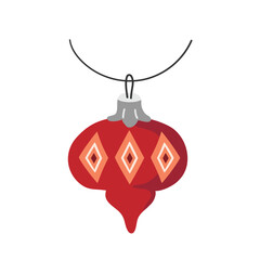 A Christmas tree decoration in the form of a red vintage bauble. Flat vector illustration on a white background.