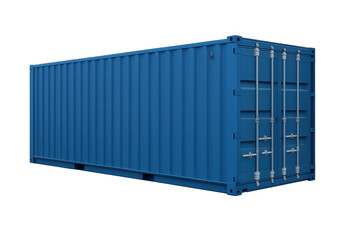 Blue shipping container for global cargo logistics