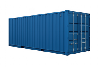 Blue shipping container for global cargo logistics