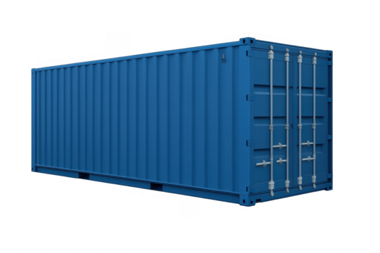 Blue shipping container for global cargo logistics