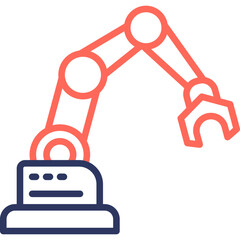 Industrial Robot line color icon