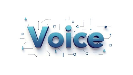 Professional 3D text Voice with digital circuit elements and data flow graphics