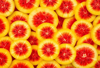 Abstract seamless background of yellow watermelon slices forming a textured pattern, backdrop, bright