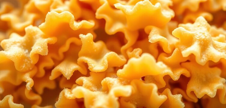Close-up of dry farfalle pasta, showing texture and shape,  bow tie pasta,  pantry - Powered by Adobe