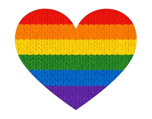 Knitted heart with rainbow colors