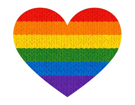 Knitted heart with rainbow colors