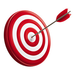 Red dart hitting bullseye target symbolizing success and accuracy