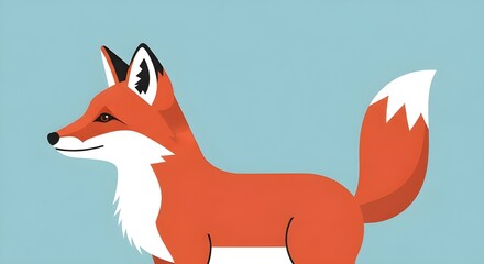 Obraz premium Vibrant red fox illustration with sharp lines and a minimalist design, perfect for branding, logos, and children's designs