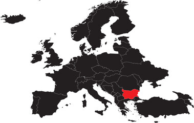 Bulgaria Highlighted on Europe Map