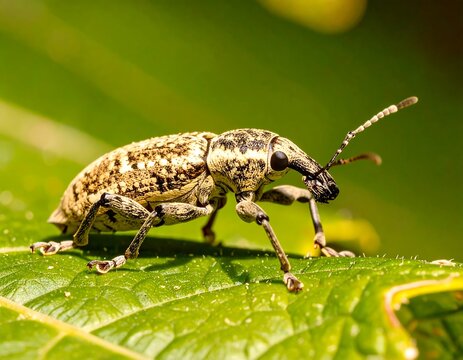 Close-up of a weevil on a leaf - Powered by Adobe