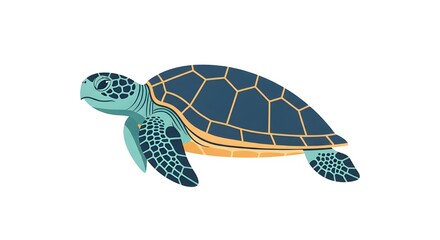 Vibrant sea turtle illustration swimming gracefully, perfect for educational materials, conservation projects, and aquatic themes, promoting ocean life