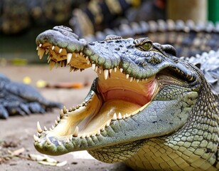 Obraz premium Close-up of a crocodile's head