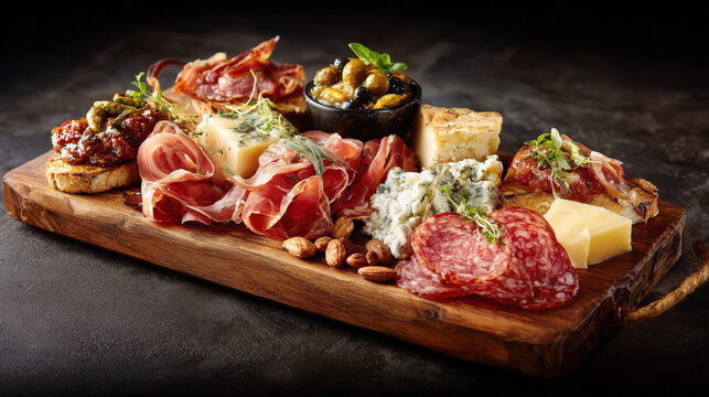 A delightful charcuterie board overflowing with assorted delicacies