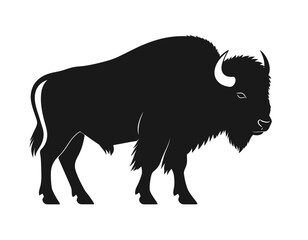 Black Silhouette Vector Icon of Bison