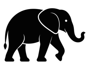 Fototapeta premium Black Silhouette Vector Icon of Elephant