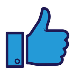 Obraz premium Blue thumbs up icon for positive feedback and approval