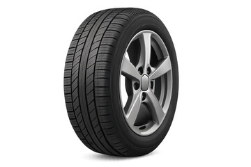 Obraz premium Car tire and alloy wheel on transparent background