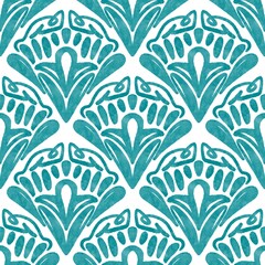 Seamless Abstract Geometric Pattern in Teal
