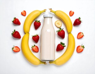 Fresh fruit smoothie ingredients arranged artistically