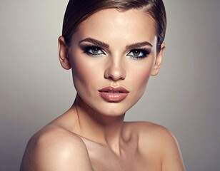 Close-up of a woman with glamorous makeup