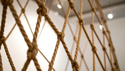 Rope net wall art, close-up