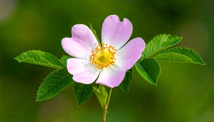 Obraz premium Close-up of a delicate pink rosehip flower