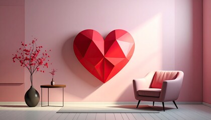 Captivating shapes, geometric heart Day modern symbolic abstract design romantic Valentines offering minimalist wallpaper