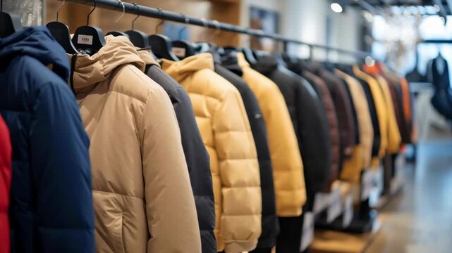 Stylish jackets on display in a modern clothing store showcasing winter fashion trends