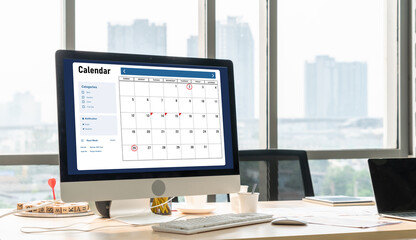 Calendar on computer software application for modish schedule planning for personal organizer and online business