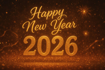 commercial advertising image "Happy New Year 2026" in a festive style